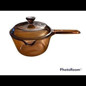 Vintage Pyrex Corning ware Visions amber, all glass 1L saucepan